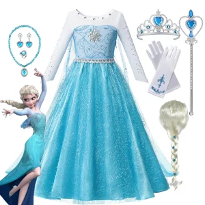 Elsa i Ana iz Snežnog kraljevstva: Disney Frozen kostim za devojčice! Haljina princeze za slavlja, idealna za uzrast 2-10 godina. – DEČIJI KOMPLETI